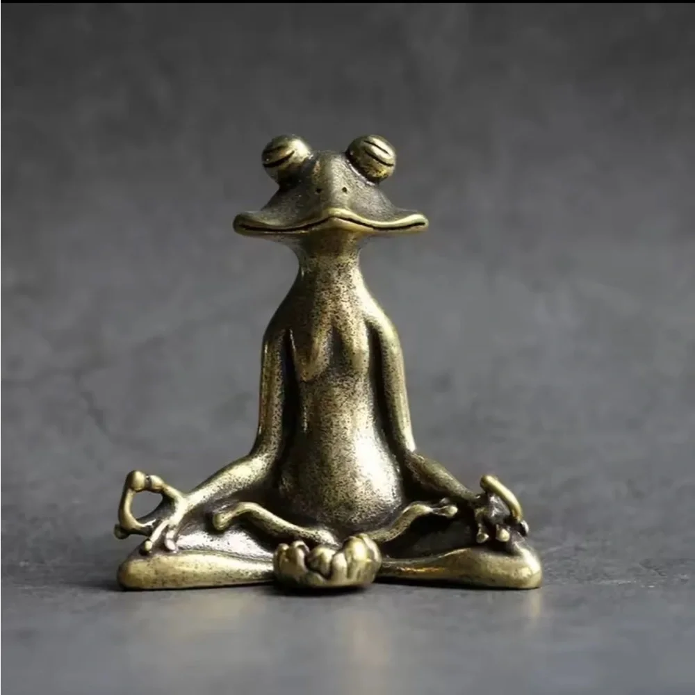 Yoga Frog Meditative Frog Figurine in Bronze Finish